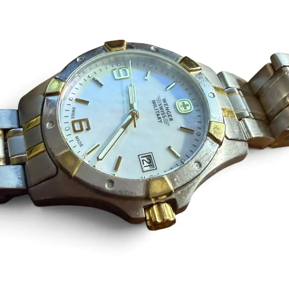 Wenger Swiss Military 79093 Two-Tone Quartz Date Watch Stainless Steel 100M WR